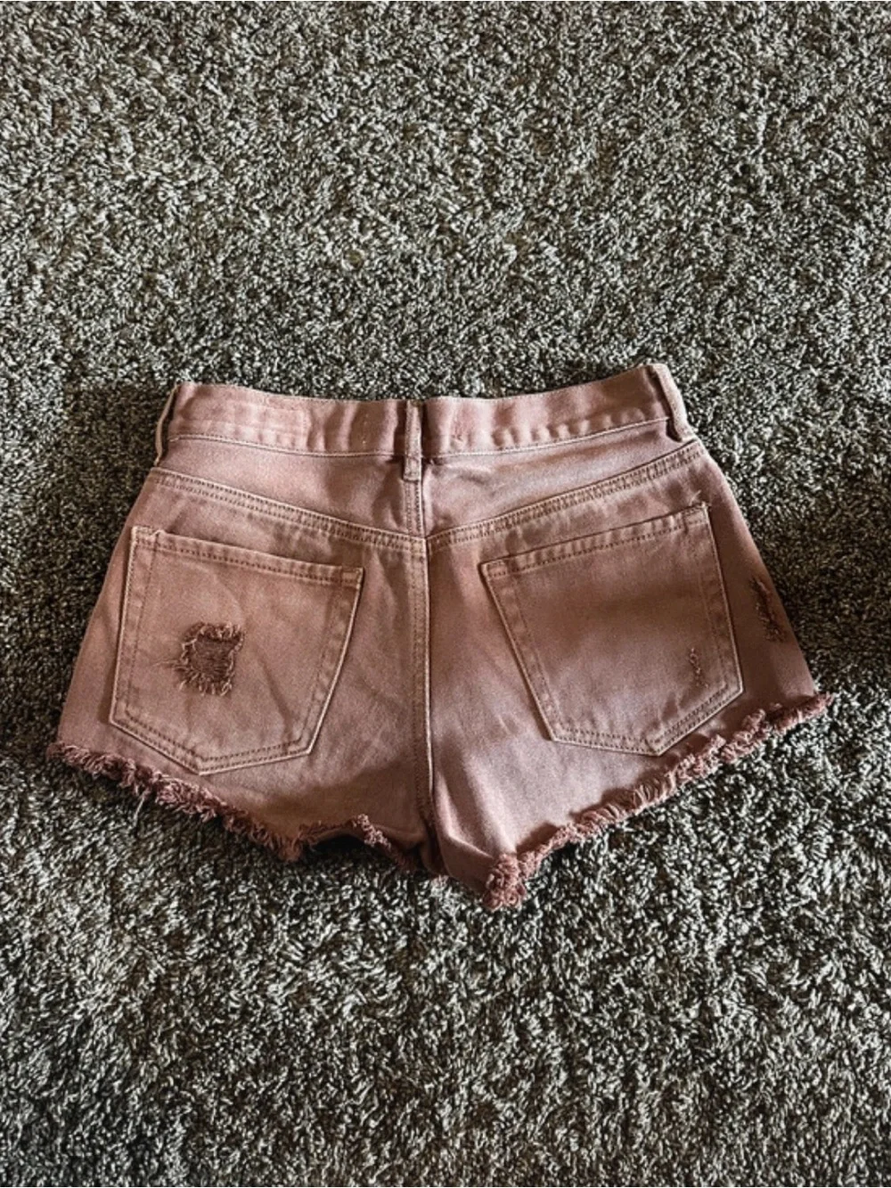 Bullhead Mauve/Pink High-Rise Button-Front Jean Shorts